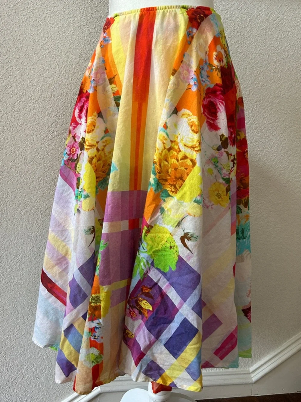 J. Peterman skirt 20 Full lightweight Spring Summer tones Lined Side zip EUC - Picture 1 of 7